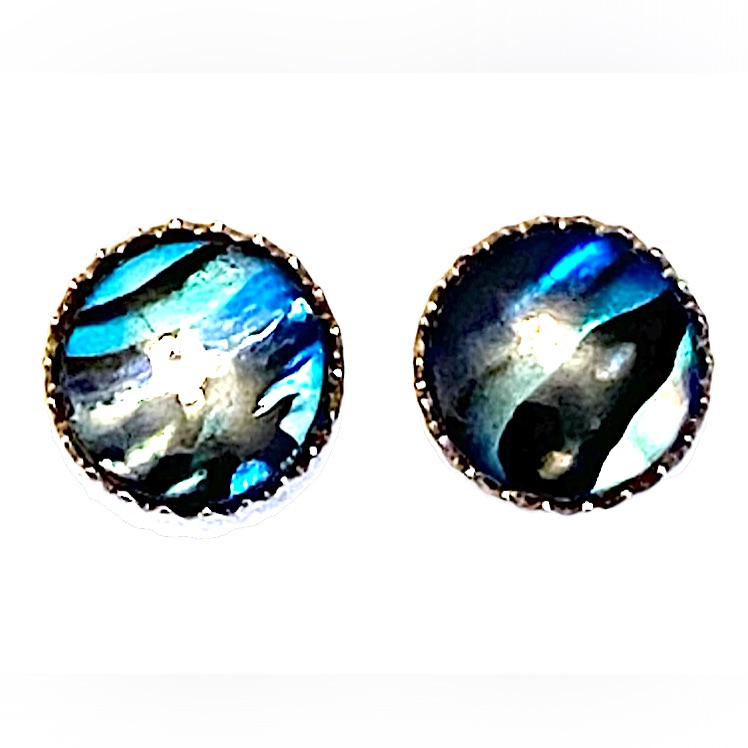 Abalone Sterling Silver Stud Earrings Vintage